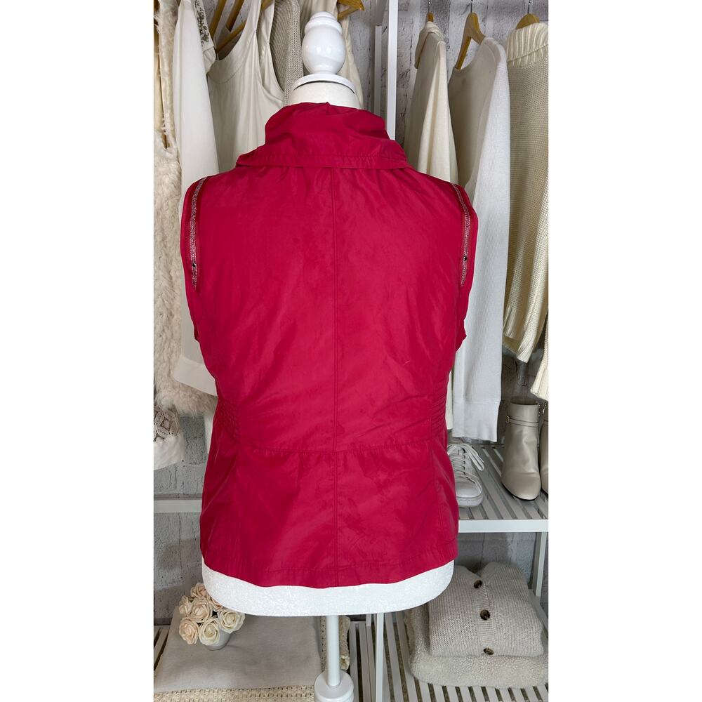 CJ Banks Women's Size X (14W)Pink Ruffle Drawstring Collar Zip Up Vest #0494 - Picture 7 of 13